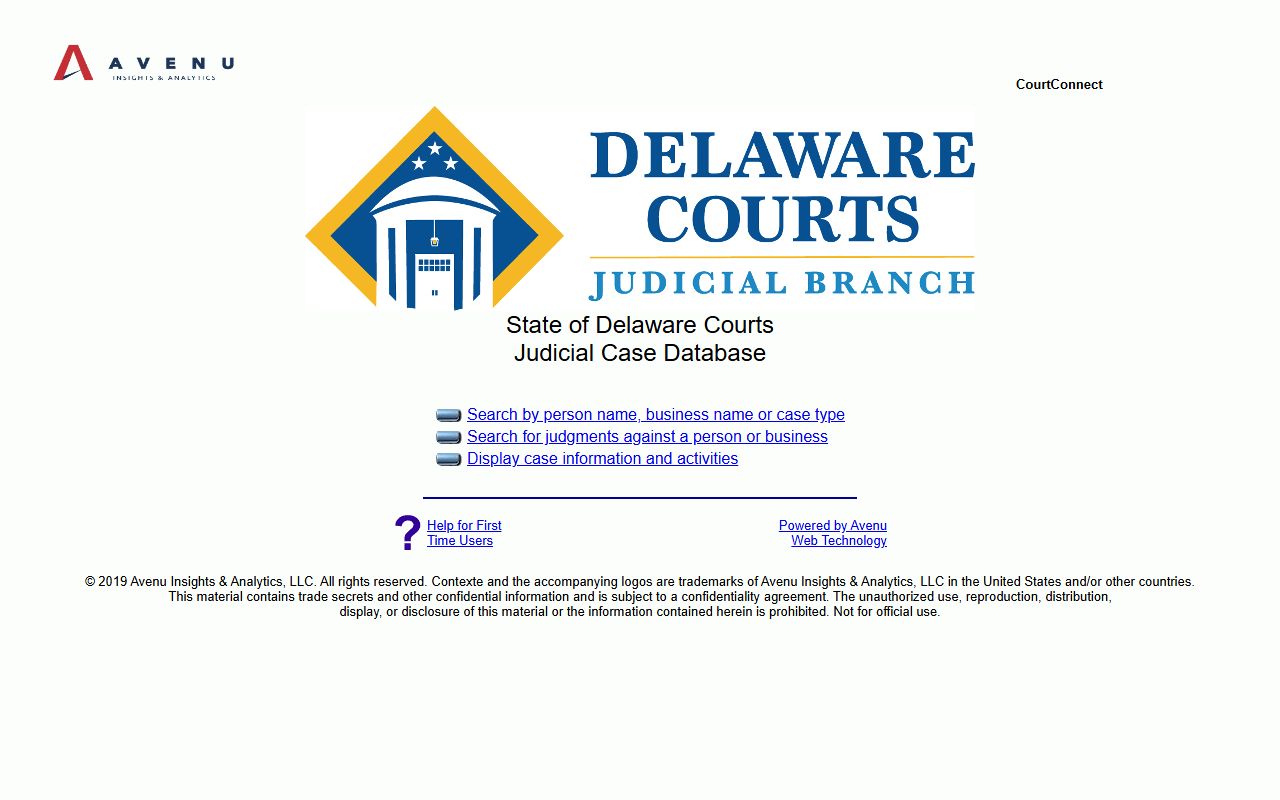 CourtConnect Delaware public records system for court case searches