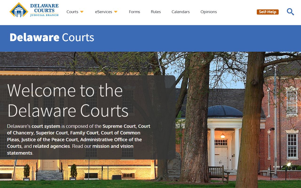 Delaware Courts official website for public records and case lookups