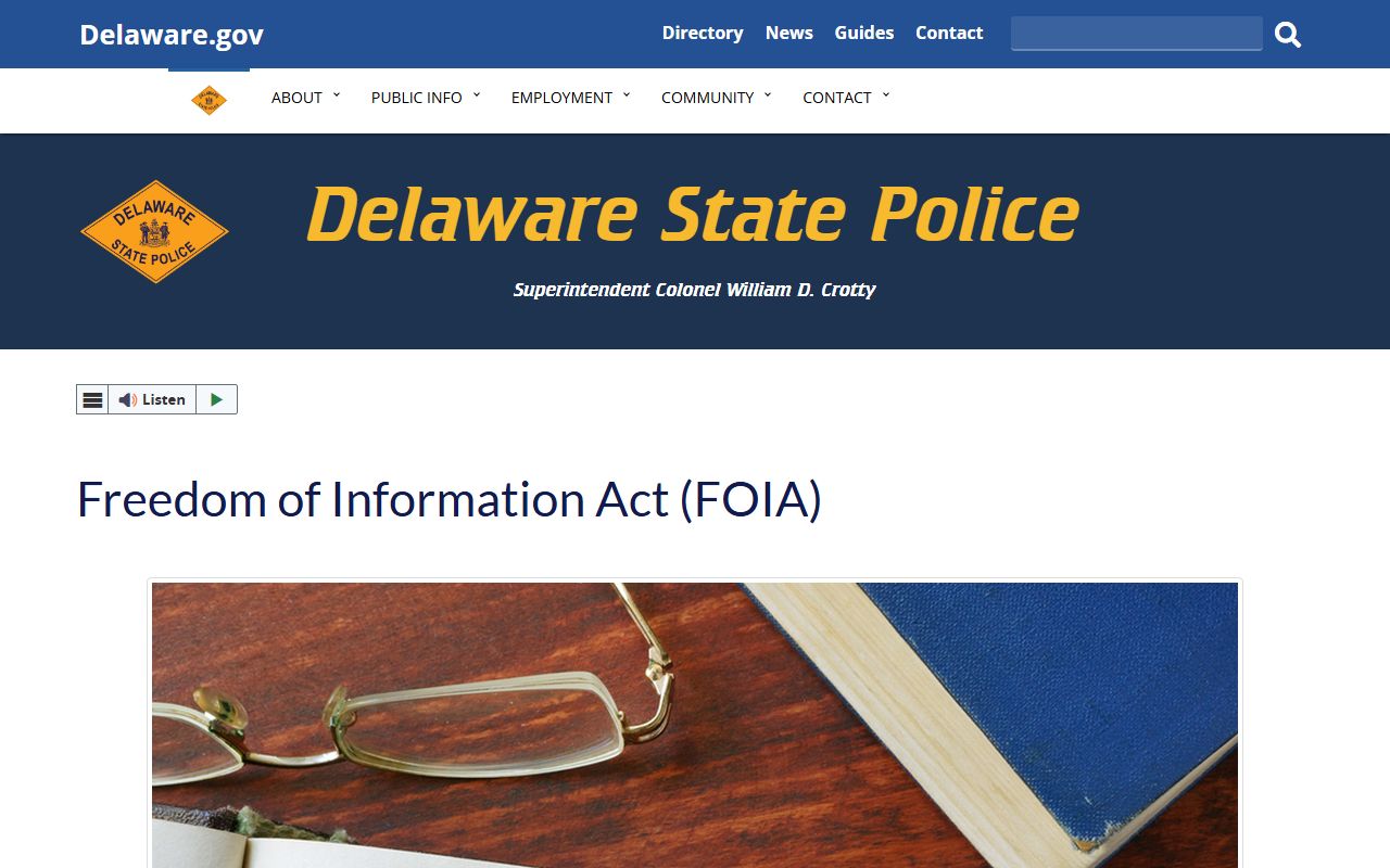 Delaware State Police FOIA public records request process