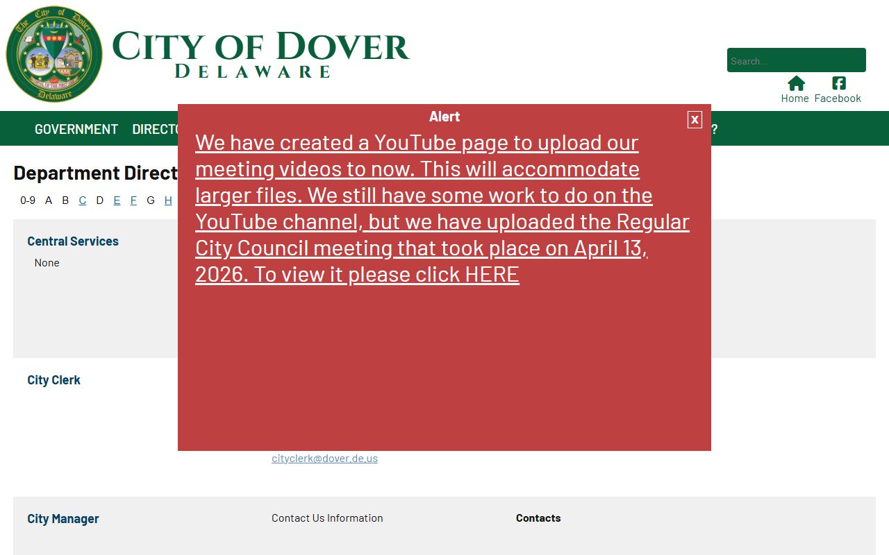 Dover City Clerk's office public records page
