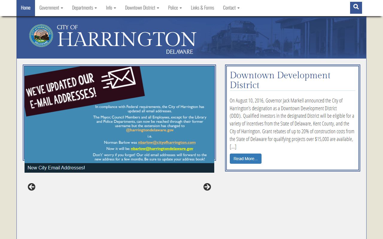Harrington city government public records main website