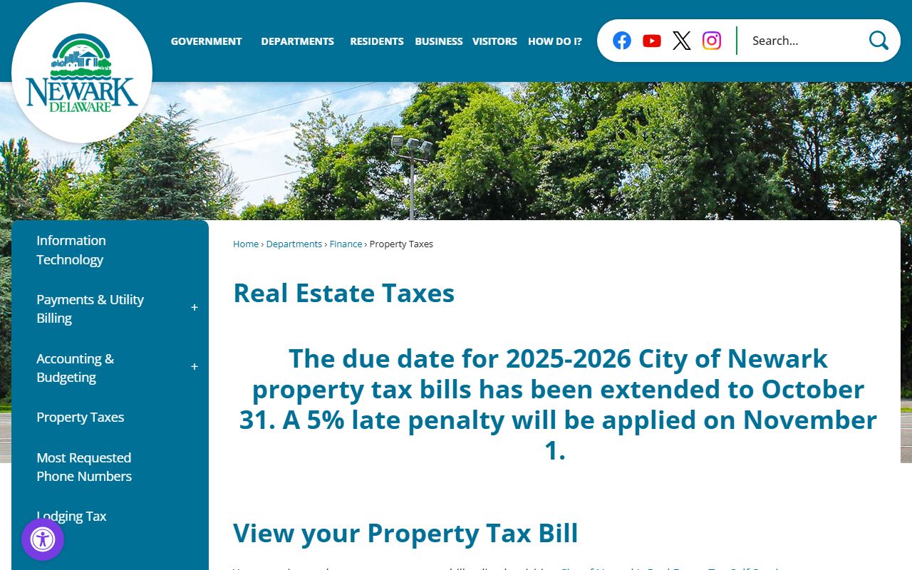 Newark property taxes public records page