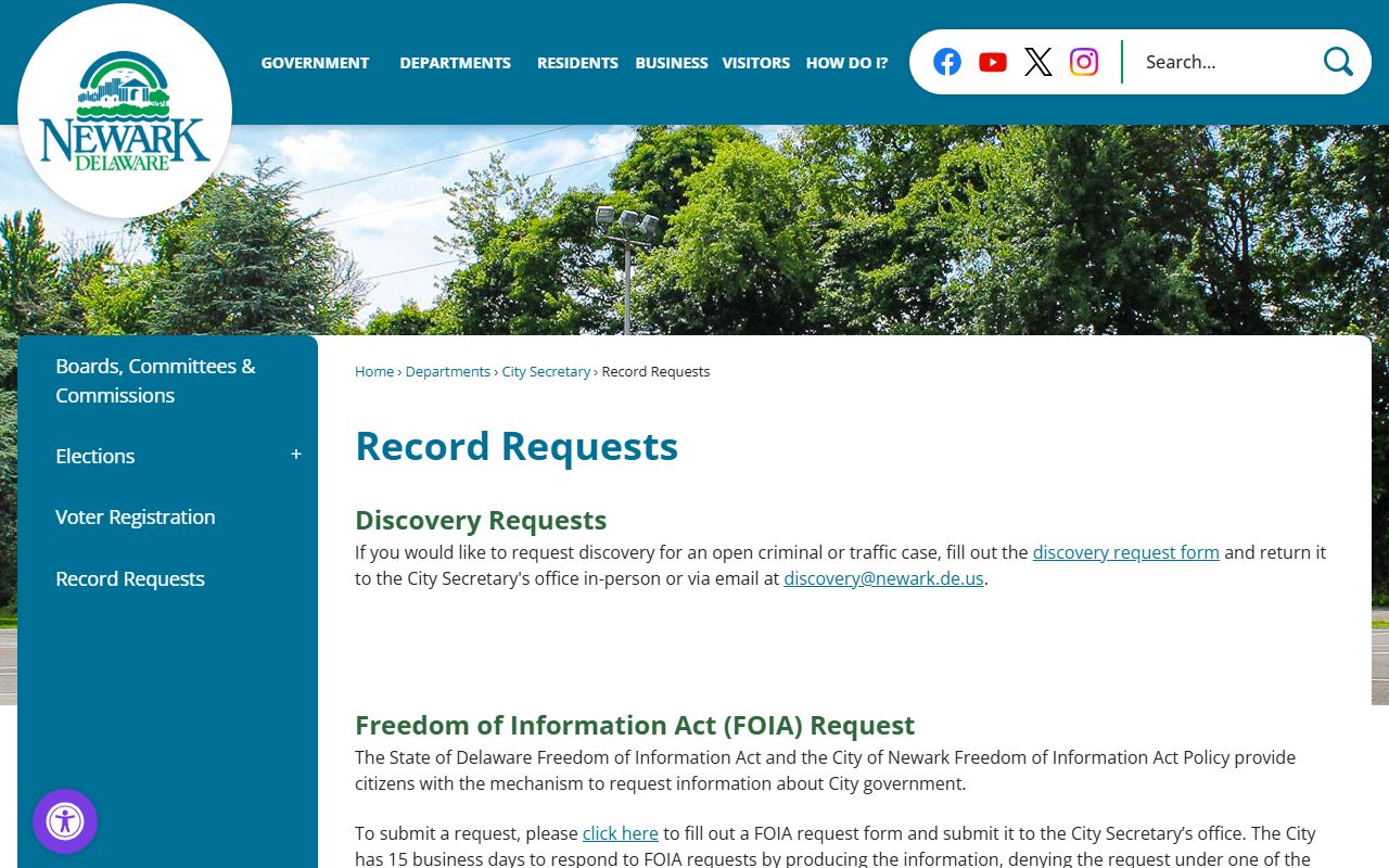 Newark record requests public records hub