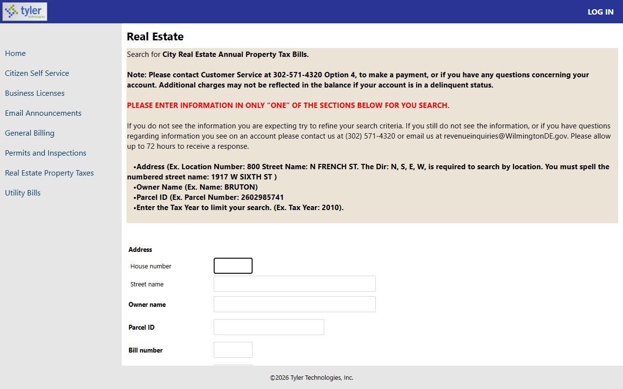 Wilmington tax records public records self-service portal