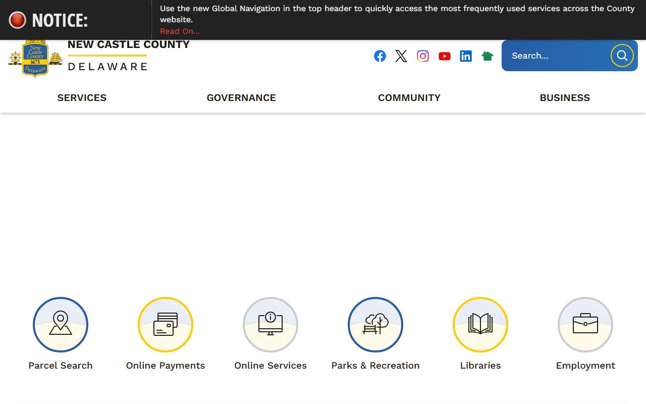 New Castle County Delaware public records main website