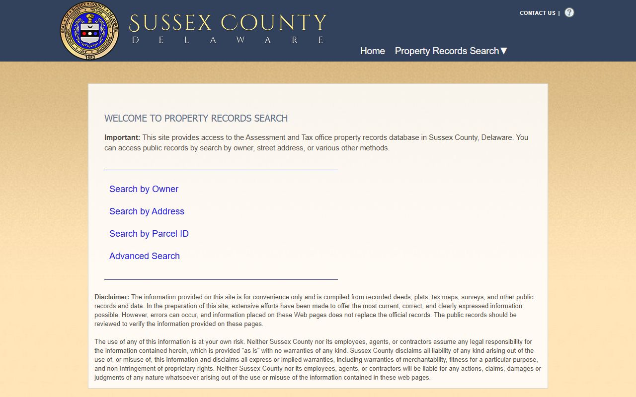 Sussex County property search public records database